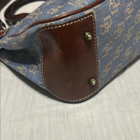 Dooney & Bourke Blue and Brown Monogram Satchel - Picture 6 of 14